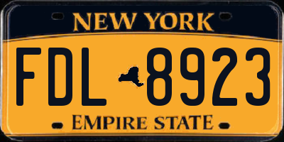 NY license plate FDL8923