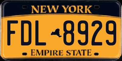 NY license plate FDL8929