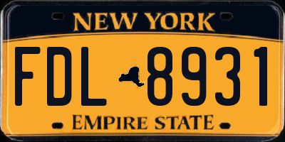 NY license plate FDL8931
