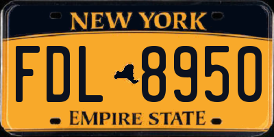 NY license plate FDL8950