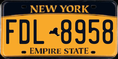 NY license plate FDL8958