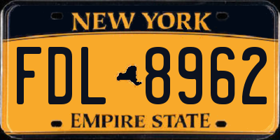 NY license plate FDL8962
