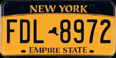 NY license plate FDL8972