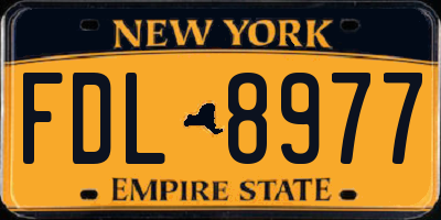 NY license plate FDL8977