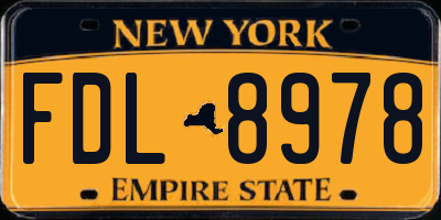 NY license plate FDL8978