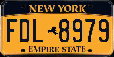 NY license plate FDL8979