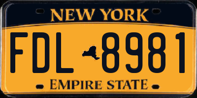 NY license plate FDL8981