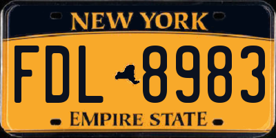 NY license plate FDL8983