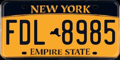 NY license plate FDL8985