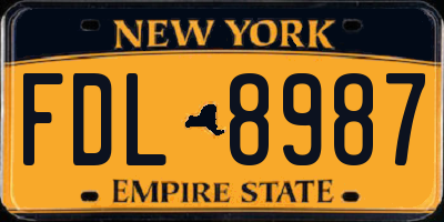 NY license plate FDL8987
