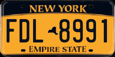 NY license plate FDL8991