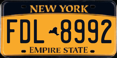 NY license plate FDL8992