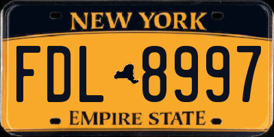 NY license plate FDL8997