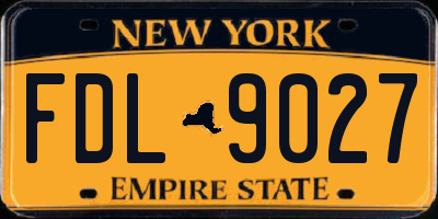 NY license plate FDL9027