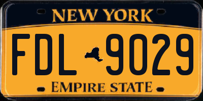 NY license plate FDL9029