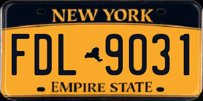 NY license plate FDL9031