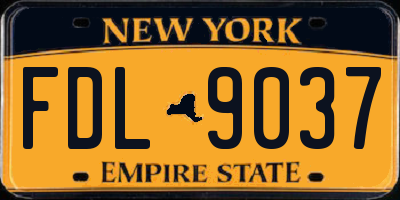 NY license plate FDL9037