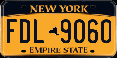 NY license plate FDL9060