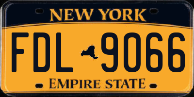 NY license plate FDL9066