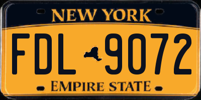 NY license plate FDL9072