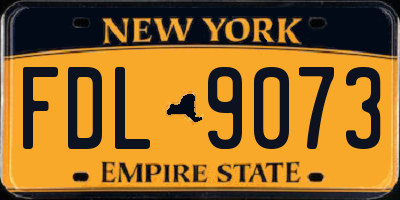NY license plate FDL9073