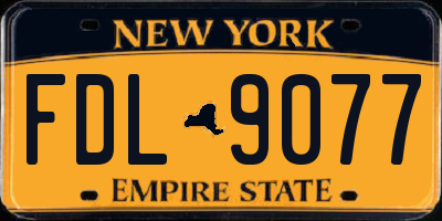 NY license plate FDL9077