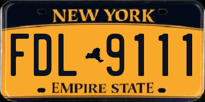 NY license plate FDL9111