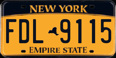 NY license plate FDL9115