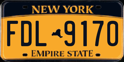 NY license plate FDL9170