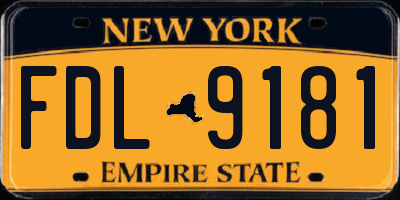 NY license plate FDL9181