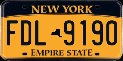 NY license plate FDL9190