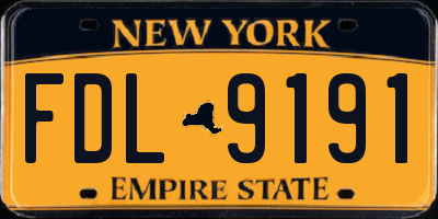 NY license plate FDL9191