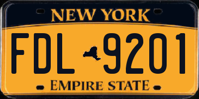 NY license plate FDL9201
