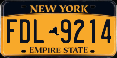 NY license plate FDL9214