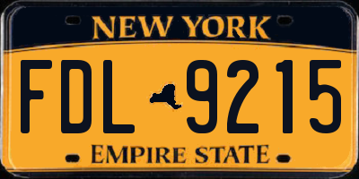 NY license plate FDL9215