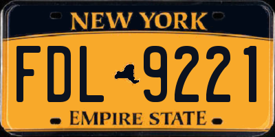 NY license plate FDL9221