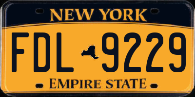 NY license plate FDL9229