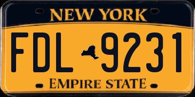 NY license plate FDL9231