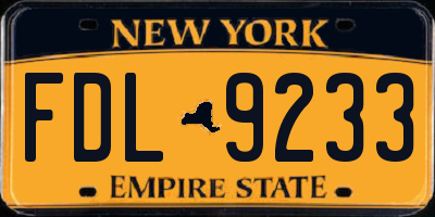 NY license plate FDL9233