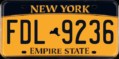 NY license plate FDL9236
