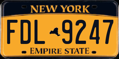 NY license plate FDL9247