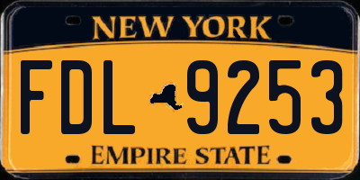 NY license plate FDL9253