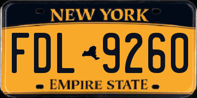 NY license plate FDL9260