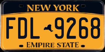 NY license plate FDL9268