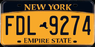 NY license plate FDL9274
