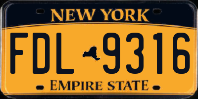 NY license plate FDL9316