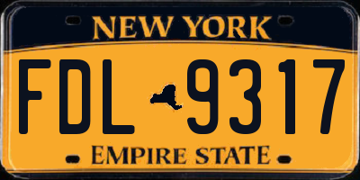 NY license plate FDL9317