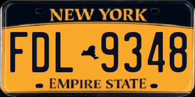 NY license plate FDL9348