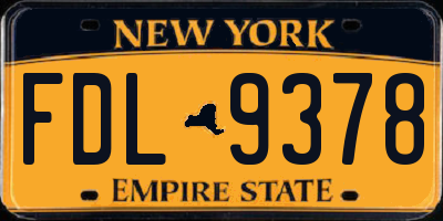 NY license plate FDL9378