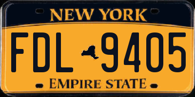 NY license plate FDL9405